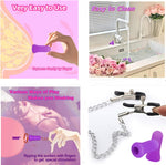 Adjustable Metal Nipple Clamps with Chain, Non-Piercing Decorative Clip (Purple)