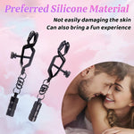 Adjustable Metal Nipple & Clit Clamp Set for Couples, BDSM, Non-Piercing Toys