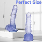 Clear Purple Realistic Dildo, 7.3 Inch Feels Like Skin Body-Safe Material, With Strong Suction Cup For Hands-Free Play, Adult Sex Toys Suitable For Women Men Gay ? Couple