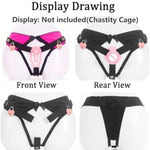 Female Invisible Chastity Belt Underwear Invisible Thong Pant With Anti-Off For Sissy Male Chastity Cage Devices Elastic Band Penis Cage Accessories (Pink With Lock, L)