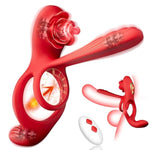 Vibrating Cock Ring Sex Toys For Men, 3 In 1 Couples Sex Toys Vibrator With Penis Ring, Clit & Perineum Stimulate, Remote-Controlled 10 Vibration Modes Male Sex Toy, Rose Sex Toy Adult Toys For Women