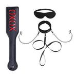 Xoxo Spanking Paddle, Bondage Collar Leash Set With Nipple Clamps And Blindfold For Adults Bdsm Play Sex Toys