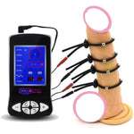 Electric Shock Stretchable Penis Ring 4Pcs With Beads Male Bondage Enlargement Cock Ring Electric Shock Set