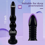 11 Inch Anal Beads Trainer With Suction Cup Black Silicone Butt Plug Cone Anal Stretcher Prostate Massager Dilator Sex Toy For Women Men Masturbation (M)