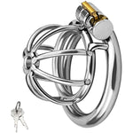 Stainless Steel Male Chastity Device Tease Locked Cock Cage Penis Exercise For Men Silver (1.96 Inch)