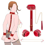 Bdsm Adult Sex Toys For Couples - Premium Leather Neck To Wrist Kit With Handcuffs, Collar & Traction Chain With Soft Faux Fur, Nipple Clamps | Universal Size Bondage Gear Accessories For Couple Kinky