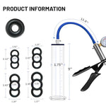 Penis Pump With Pressure Gauge,9 X 1.75 Inch Cylinder,1 Silicone Sleeves, Penis Enlargement Devicesex Toys - Male Sex Toys For Men, Adult Toys For Men