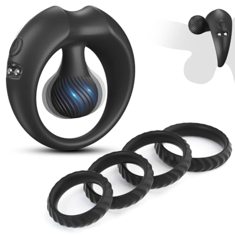 Vibrating Cock Ring With Clitoral Stimulator – 9 Vibration Mode Silicone Penis Ring Vibrator For Couples Enhance Pleasure, Long-Lasting Erection Enhancer, Adult Sex Toys For Men & Women