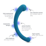 Dual Vibrating Arc Personal Massager, Body-Safe Silicone, Teal