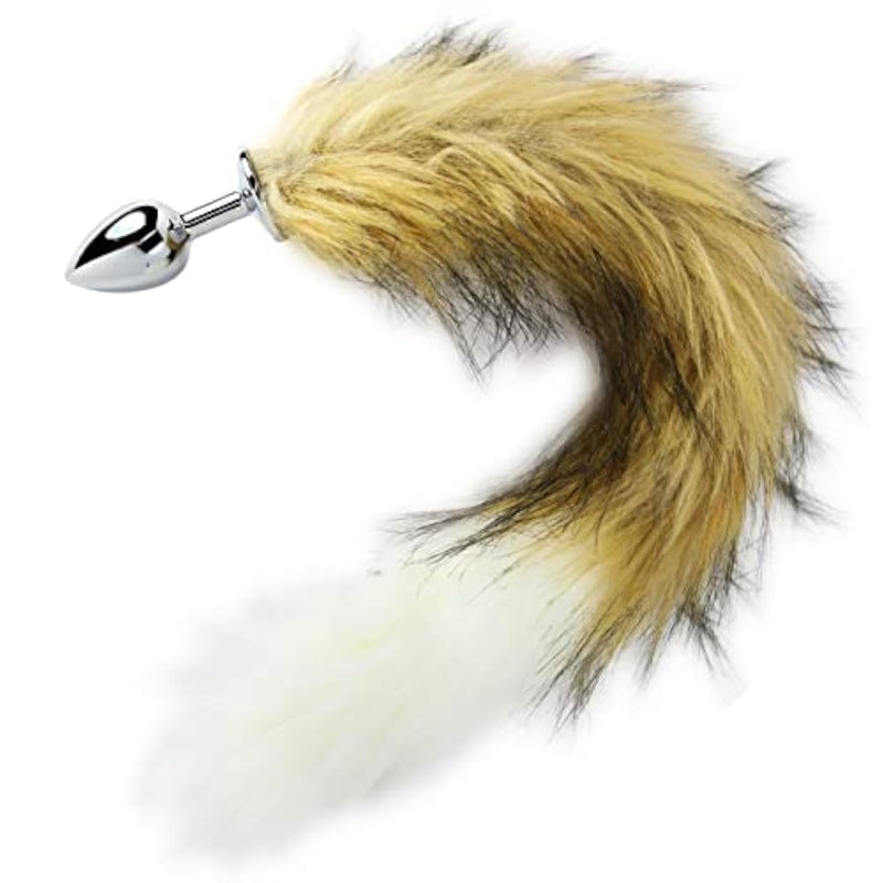 Faux-Fur Animal Tail Anal Plugs - Luxurious & Kinky | Tapered Design For Comfort | Temperature Play | Flared Base | Double Penetration | 15 Faux-Fur Tail | Discreet Packaging