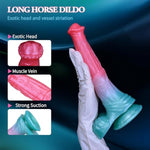 Horse Dildo Long Monster Dildos With Suction Cup, 9.7Inch Pink Silicone Dragon Penis With Big Balls Fantasy Anal Dildo Sex Toys For Couples Strap On