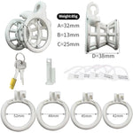 Male Inverted Chastity Cage Nylon Chastity Belt For Men Penis Cage Hollow Funnel Cock Cages Sex Toy Set With 4 Cock Rings Bdsm Bondage Sex Toys (White)