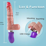 Realistic Squirting Dildo For Women With Automatic Expansion, Thrusting Dildo With Soft Balls For Women,Electric Silicone Ejaculating Dildo For Female Sex Toy?One-Button Ejaculation (Purple Handle)