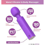 Vibrator Wand Sextoys, Personal Massager, 160 Vibration Modes For Clitoral Stimulation, 2H Lasting, Liquid Silicone, Waterproof, Creative Gift, Adult Toy For Couple, Mystic Purple, Large