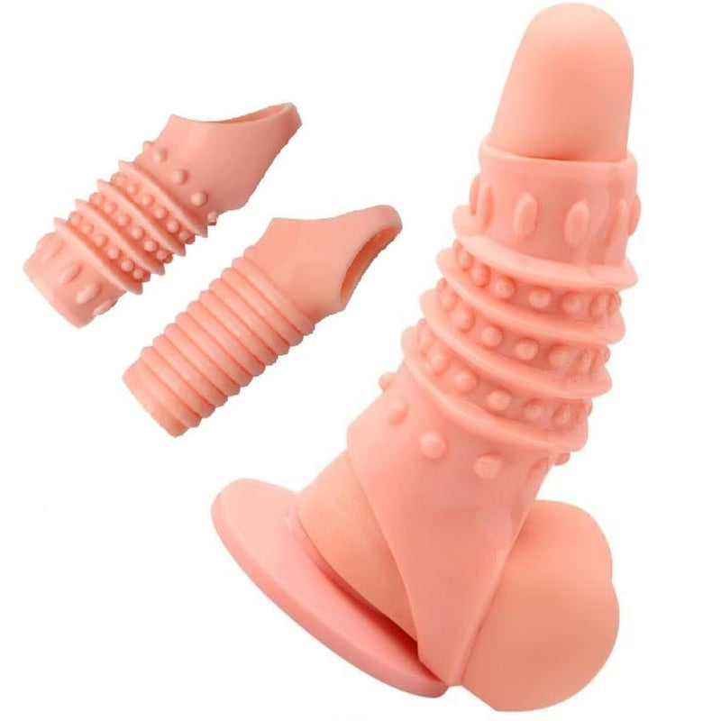 Reusable Sleeves Girth For Men Extender Enlarger Extension Cook Enhancer Ball Stretch Sleeve Girth Best Gift-H61331(Flesh-Colored-2Pcs)