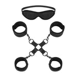 Bondage Restraint Hogtie Set, Handcuffs Ankle Cuffs And Blindfold, Large Spanking Paddle For Adults Sex Play Toys
