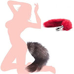 Ooiixx Sexy Fox Tail Cosplay Anal Plug Anal Butt Plug Adult Sex Toys for Women Men Couple Stainless Steel Anal Plug (Red)