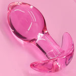 Anal Plug For Comfortable Long-Term Wear Glass Butt Plug With Curved Based & Long Stem Pink Tapered Prostate Massager Sex Toy For Women Men Masturbation