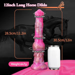 Realistic Long Horse Dildo, 12Inch Monster Dildos With Knot And Suction Cup Thick Waterproof Pink Silicone Dragon Dildo Anal Plug Toys For Women Men G Spot Anal Play