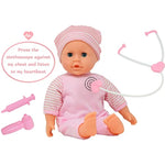 Interactive Talking Baby Doll Doctor Set Toy Pack for Kids – 14” Doll with Lights, Sound Effects, Pretend Play Dr Checkup Accessories – Pink Newborn Hospital Care Nursing Playset for Toddler Girl 3+