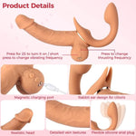 Strapless Strap On Dildos For Lesbian, Wearable Pegging Realistic Dildos Vibrator With 9 Vibrating Modes And 9 Thrusting Modes, Double Ended Penetration Sex Toys For Women Lesbian Couples