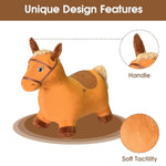Brown Hopping Horse Toy, Removable Inflatable Plush Bouncy Horse For Toddlers, Outdoor Ride On Bouncy Farm Animals, Birthday Gift For 18 Months 2 3 4 Year Old Boy Or Girl