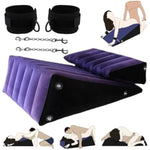 Sex Wedge Pillow Cushion Pillow Sofa 2Pcs Set With Handcuffs Sex Aid Ramp Inflatable Combination Supportive Wedge Posture Versatile Cushion Toys Body Support Pad For Couples