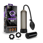Blush Quickie Kit 9.5" Penis Pump W/Masturbator Stroker Sleeve, Thick Cock - 2 Penis Rings & Suction Pump - Male Enlargement & Pleasure Pump For Harder & Longer Erections Sex Toy For Men - (Black)