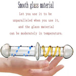 Double Ended Glass Dildo,Crystal Glass Pleasure Wand Dildo Crystal Pleasure Wand Anal Butt Plug With Raised Swirl Texture Mushroom Tip And Particles G-Spot Penis Dong Prostate Massager For Men Women