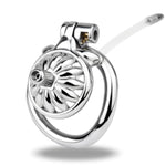 Male Chastity Cage, Metal Flat Chastity Device, With Breathable Design And Equipped With Soft Silicone Urinary Catheter, Can Be Worn All Day, Suitable For Male Bdsm Restraint.?45Mm Ring?