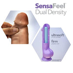Blush Au Naturel 7" Realistic Latin Dildo W/Balls, 1.75" Girth - Dual Density Lifelike Cock - Suction Cup, Strap-On Compatible - Ultra Soft Anal Flexible Penis Toy For Women, Men & Couples - (Brown)