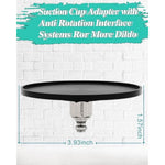 3.7" Suction Cup Adapter With Anti-Rotation Connector For Universal Sucker Dildo Holder Diameter Lower 95Mm (10Cm Black Sucker)