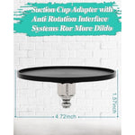 4.5" Large Suction Cup Adapter With Anti-Rotation For Universal Sucker Dildo Holder Diameter Lower 115Mm (12Cm Black Sucker)