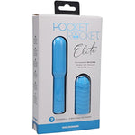 Doc Johnson Pocket Rocket - Elite - Rechargeable Silicone Vibrator with Textured Sleeve - 7 Powerful Vibrating Patterns - Sky Blue