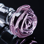 7.9 Inch Rose Clear Glass Dildo For Women, Transparent Butt Plug Dildo, Curved Ribbed Glass Sex Toy Good For Temperature Play, With Anal Beads And Textured Design, Fantasy Sex Toy For Men And Women