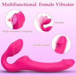Strapless Strap-On Double-Ended Dildo With 10 Modes & Remote Control, Anti-Slip Silicone Realistic G-Spot Anal Dildo Vibrator Vibrating Butt Plug, Adult Sex Toys For Women Lesbians Couples