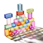 30 Pcs Mixed Acrylic Blocks Set - 10 Long (2.5X2.5X5Cm) + 20 Cube (2.5X2.5X2.5Cm) Rainbow Gem Blocks, Sensory Stacking Toy For 1 2 3 4 Years Old, Boys Girls Gift With Rich Building Possibilities