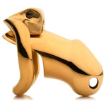 Midas 18K Gold-Plated Locking Chastity Cage For Men | Cum-Thru Tip, Two Ring Sizes & Dual Keys For Secure Fit & Style | Premium Stainless Steel Device