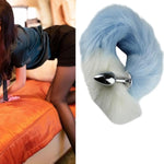 Anal Toys Butt Plug Anal Sex Toys - Anal Plug Fox Tail Adult Toys, Stainless Steel But Plug Butt Toys Sex Toys For Women Cosplay Adult Couples (Blue + White)