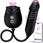Dildo Vibrator Women Sex Toys - App Control Rose Sucking Vibrater & Vibrating & Thrusting Dildos For Clit Nipple G Spot Anal Stimulation, 10 Modes Tongue Sucker Adult Toy For Couples Games