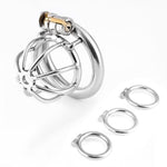 Silent Lock Stainless Steel Chastity Cage With 1-Way Belt And 3 Size Rings- Adult Sex Toy For Bondage