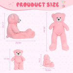 2-In-1 Teddy Bear Plush Set, 39.4 Inch Large & 17.7 Inch Small, Stuffed Animal With Hidden Storage (Pink)