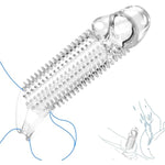 Large Glans Penis Sleeve Penis Ring, Reusable Cock Sleeve Extender Extends 1.96 Inch Realistic Textured Penis Extender Sheath For Men Penis Penis Ring Cuff Thickened Testicle Ring Couples Sex Toy