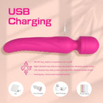 G Spot Vibrator Wand, Heating Function Sex Wand Massager For Clitoris, G-Spot Stimulation, Waterproof Dildo Sex Toy With 7 Powerful Vibrations Dual Motor Stimulator For Women Or Couple(Pink)