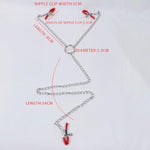 Pu Leather Three-Point Nipple Clamps Pussy Clamps With Chain Non-Piercing Set Body Jewelry, Adjustable Breast Clips Labia Clit Clamp Sex Harness Bondage Gear & Accessories