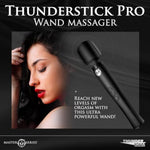 Thunderstick Pro Wand Massager For Beginners, Men, Women, & Couples. Super Powerful Vibes And Flexible Silicone Head. Designed For International Travel. Rechargeable. 6 Pieces, Black.
