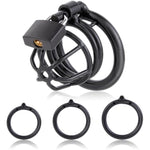 Male Cock Cage Chastity Device - Iron Chastity Cock Cage Device With 3 Active Sizes Rings Adult Sex Toy For Men Penis Exercise | 2 Keys And Invisible Lock Included | Extra-Small Size (Black)