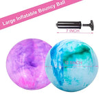 Marbleized Bouncy Balls - Set Of 2 Large Inflatable Bouncy Ball With Hand Air Pump & 2 Pin Neddles