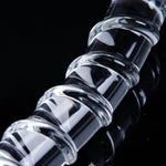 7.9 Inch Rose Clear Glass Dildo For Women, Transparent Butt Plug Dildo, Curved Ribbed Glass Sex Toy Good For Temperature Play, With Anal Beads And Textured Design, Fantasy Sex Toy For Men And Women