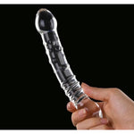 Mens Crystal Glass Dildos Realistic Dildo Penis Glass Beads G-Spot Anal Butt Plug Erotic Sex Toys For Couples Adults (Transparent, 7.87)